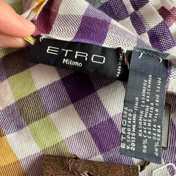 ETRO men’s fall scarf in plaid - Picture 3 of 4